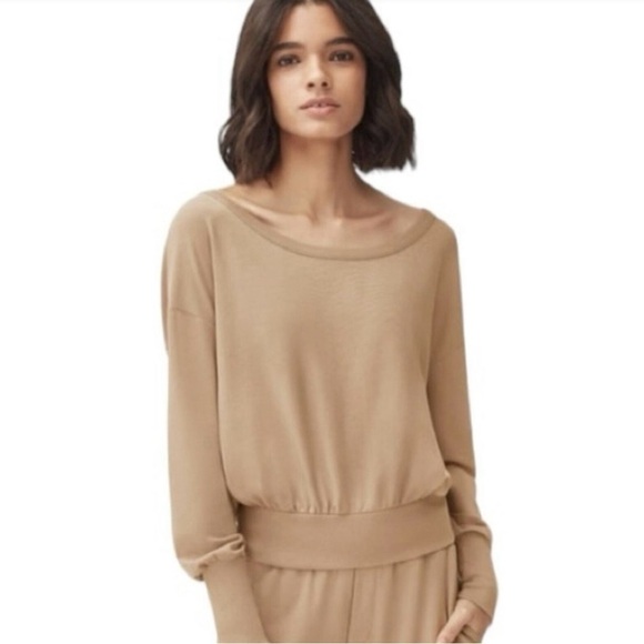 Cuyana Tops - Cuyana French Terry Boatneck Sweatshirt Organic Cotton Camel Brown Size Small